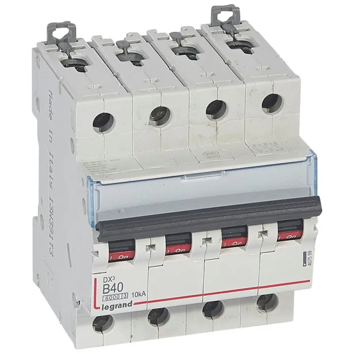 Disjoncteur Dx³6000 10Ka Arrivée Haute/Départ Bas Vis 4P 40A Courbe B - 4 Mod