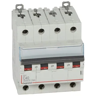 Disjoncteur Dx³ 6000 -Vis/Vis- 4P- 400V~-40A-Courbec-Peigne Hx³ Trad 4P - 4M