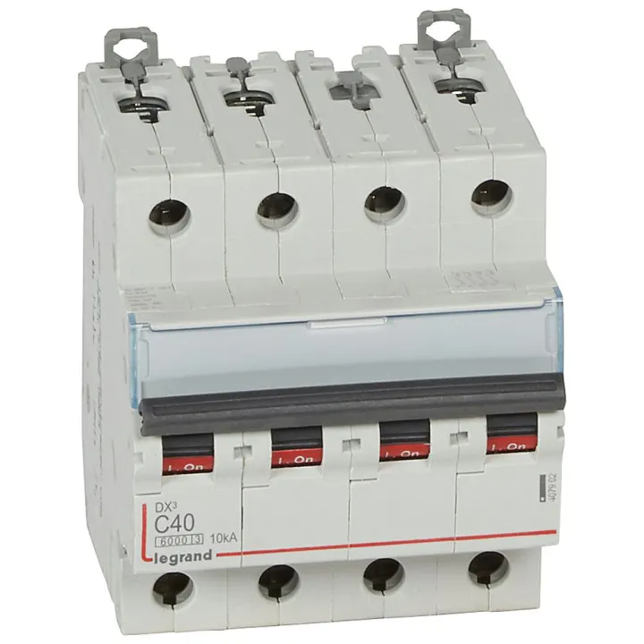 Disjoncteur Dx³ 6000 -Vis/Vis- 4P- 400V~-40A-Courbec-Peigne Hx³ Trad 4P - 4M