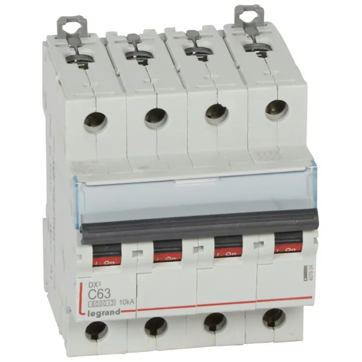 Disjoncteur Dx³ 6000 -Vis/Vis- 4P- 400V~-63A-Courbec-Peigne Hx³ Trad 4P - 4M