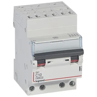 Disjoncteur Dx³ 6000 -Auto/Vis- 4P- 400V~-10A-Courbec-Peigne Hx³ Opti 4P -3M