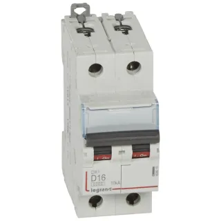 Disjoncteur Dx³6000 10Ka Arrivée Haut/Départ Bas Vis 2P 16A Courbe D - 2 Modules