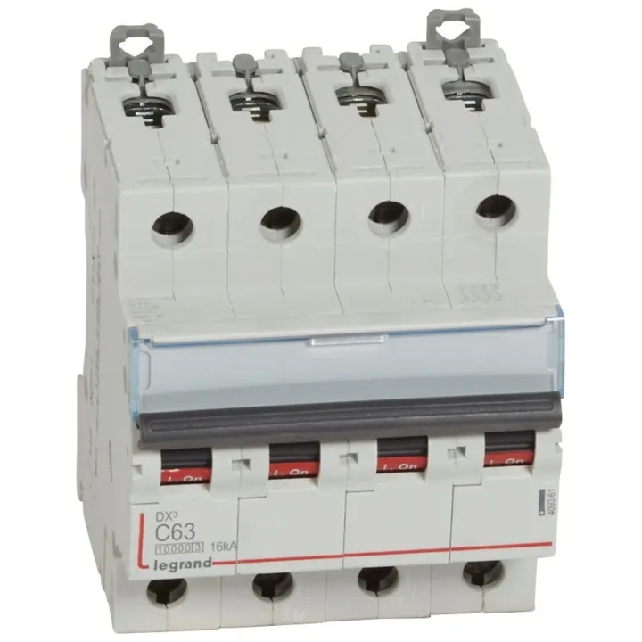 Disjoncteur Dx³10000 16Ka Arrivée Haut/Départ Bas Vis 4P 63A Courbe C 4 Modules