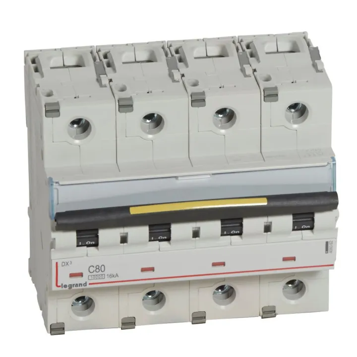 Disjoncteur Dx³10000 16Ka Arrivée Haut/Départ Bas Vis 4P 80A Courbe C 6 Modules