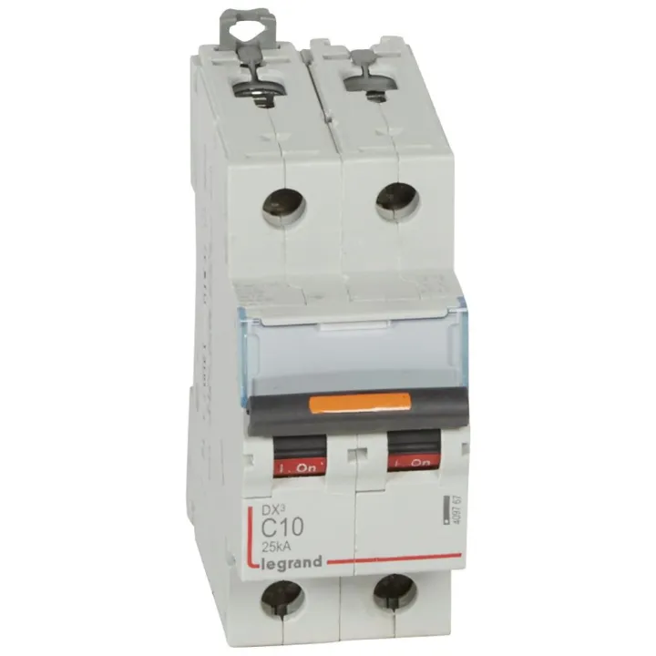 Disjoncteur Dx³ 25Ka Arrivée Haute/Départ Bas Vis 2P 10A -Courbe C - 2 Mod