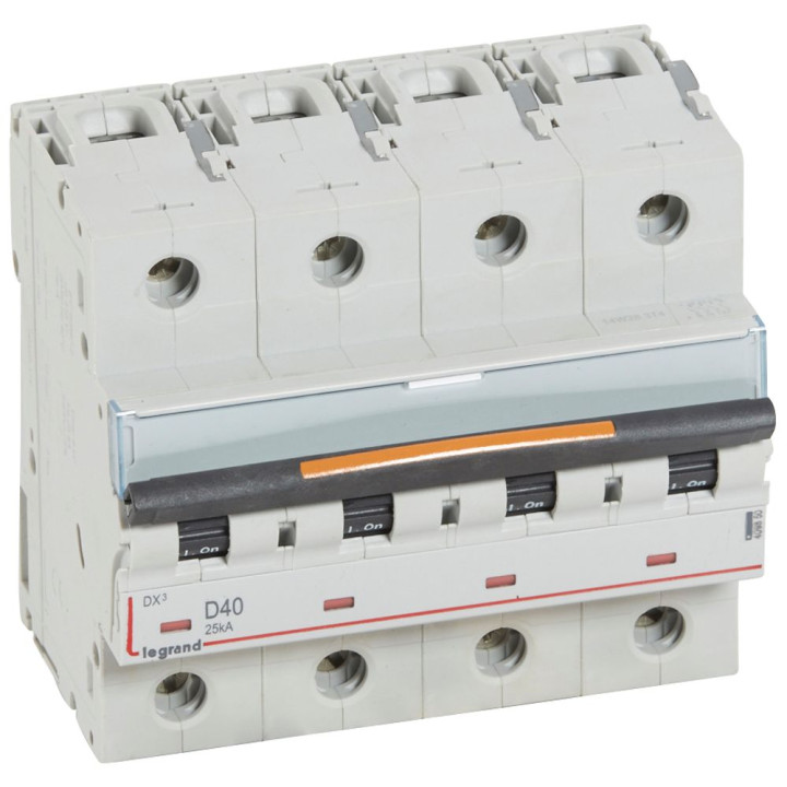 Disjoncteur Dx³ 25Ka Arrivée Haute/Départ Bas Vis 4P 40A -Courbe D - 6 Mod