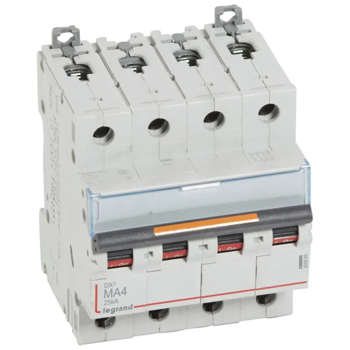 Disjoncteur Magnétique Seul Dx³ Ma - Vis/Vis - 4P - 400V~ - 4A - 25Ka - 4 Mod