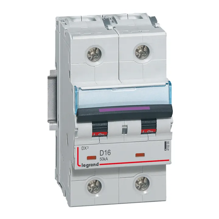 Disjoncteur Dx³ 50Ka Arrivée Haute/Départ Bas Vis 2P 16A - Courbe D - 3 Mod