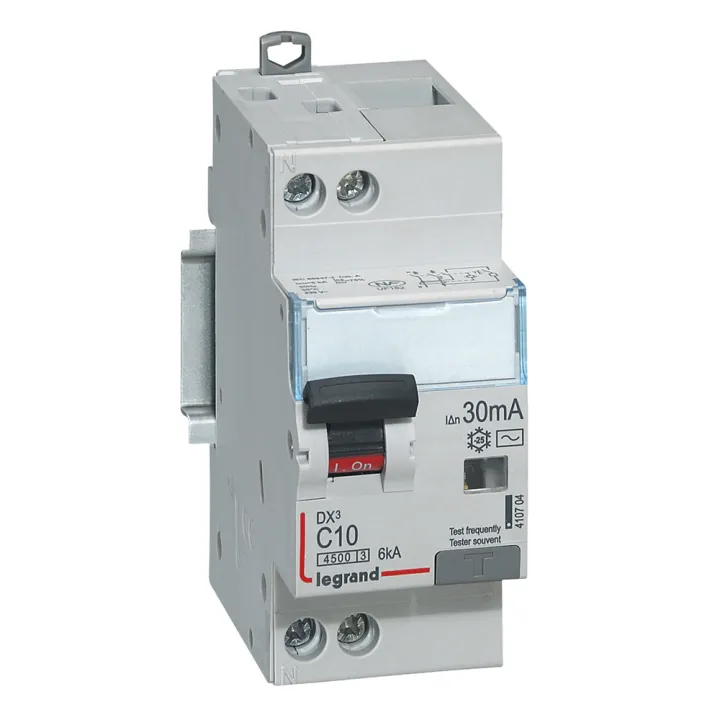 Disjoncteur Diff Dx³ 4500 - Vis/Vis -U+N 230V~ 10A - Typeac -30Ma -Courbe C - 2M