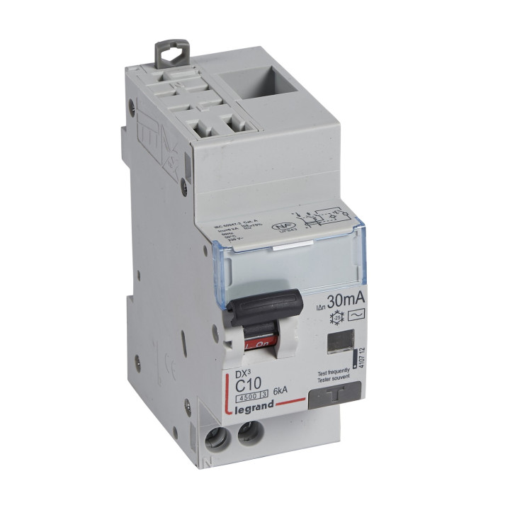 Disjoncteur Diff Dx³ 4500 -Auto/Vis -U+N 230V~ 10A - Typeac - 30Ma -Courbe C -2M