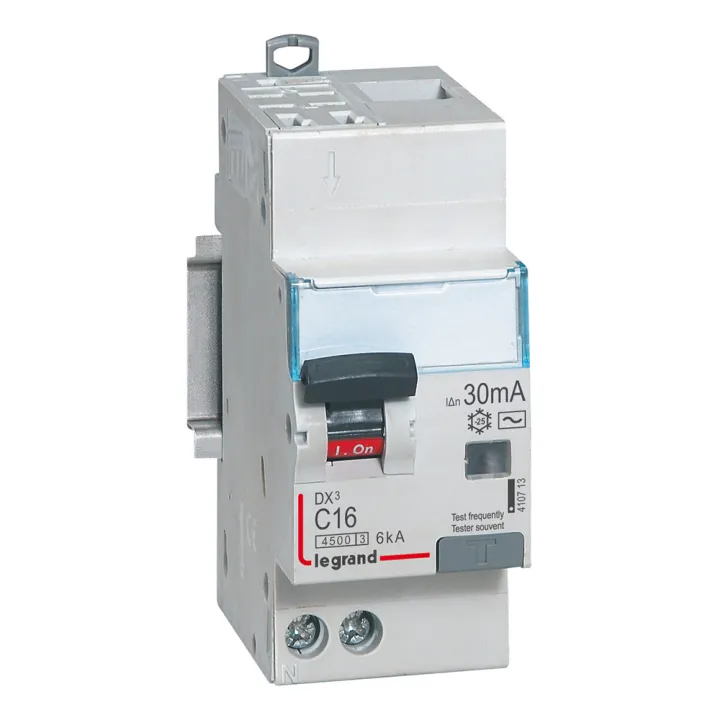 Disjoncteur Diff Dx³ 4500 -Auto/Vis -U+N 230V~ 16A - Typeac - 30Ma -Courbe C -2M