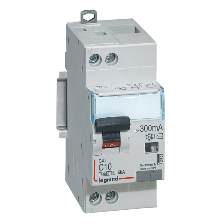 Disjoncteur Diff Dx³ 4500 - Vis/Vis -U+N 230V~ 10A -Typeac -300Ma -Courbe C - 2M