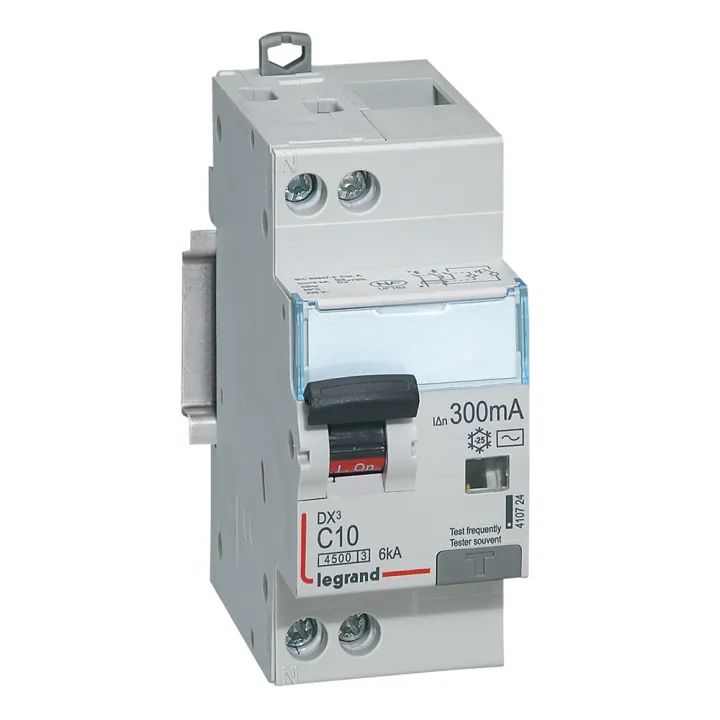 Disjoncteur Diff Dx³ 4500 - Vis/Vis -U+N 230V~ 10A -Typeac -300Ma -Courbe C - 2M