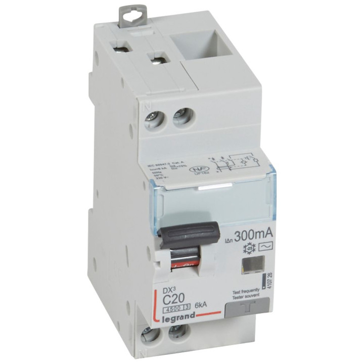 Disjoncteur Diff Dx³ 4500 - Vis/Vis -U+N 230V~ 20A -Typeac -300Ma -Courbe C - 2M