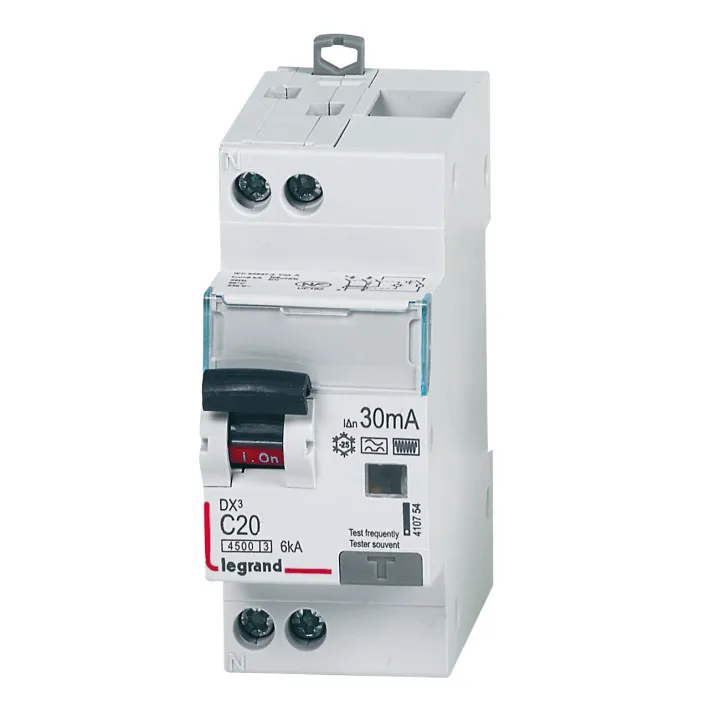 Disjoncteur Diff Dx³ 4500 -Vis/Vis- U+N 230V~ 20A- Typef-30Ma -Courbe C - 2M