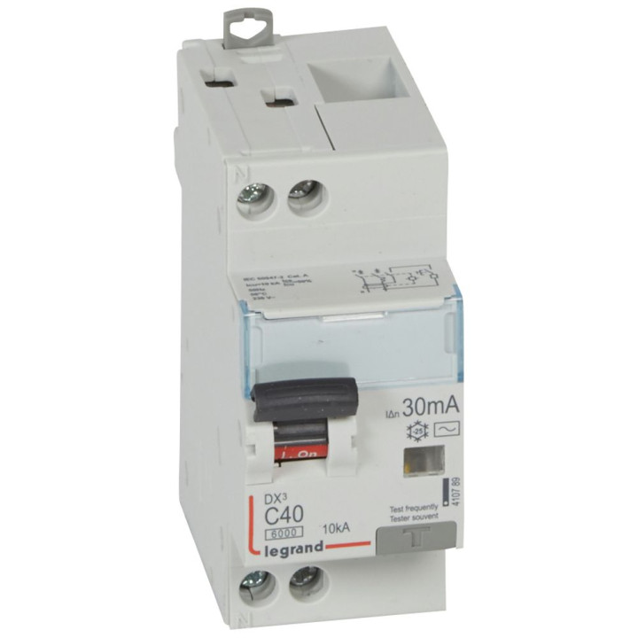 Disjoncteur Diff Monobloc Dx³6000 10Ka Arrivée Haut/Départ Bas Vis U+N 40A Typeac 30Ma
