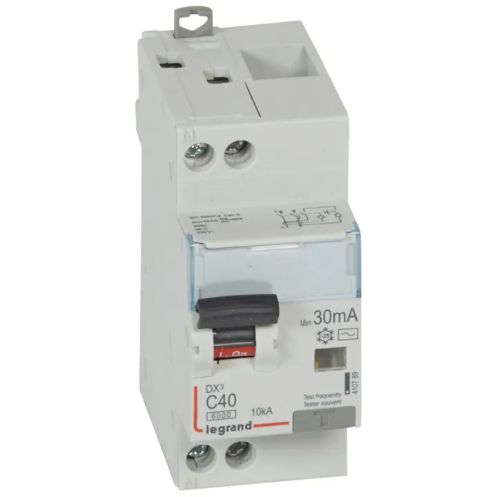 Disjoncteur Diff Monobloc Dx³6000 10Ka Arrivée Haut/Départ Bas Vis U+N 40A Typeac 30Ma
