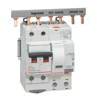 Disjoncteur Diff Dx³ 6000 -Vis-2P-230/400V~-10A -Typeac -30Ma- Courbe C - 4 Mod