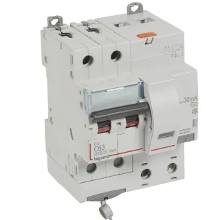 Disjoncteur Diff Dx³ 6000 -Vis-2P-230/400V~-63A -Typeac -30Ma- Courbe C - 4 Mod