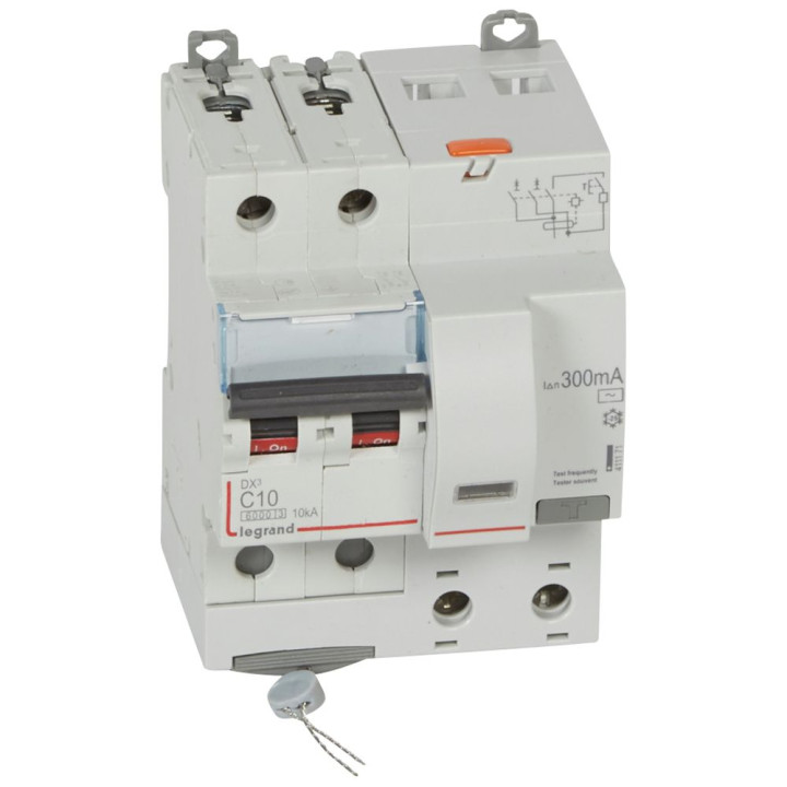 Disjoncteur Diff Dx³ 6000 -Vis-2P-230/400V~-10A -Typeac -300Ma- Courbe C - 4 Mod