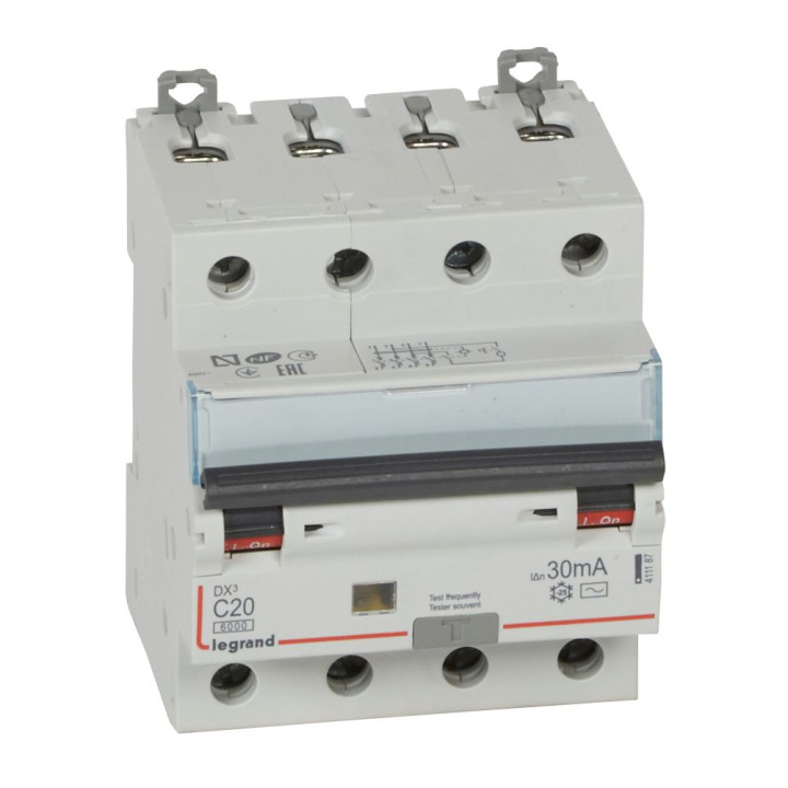 Disjoncteur Diff Monobloc Dx³6000 Arrivée Haut/Départ Bas Vis 4P 20A Typeac 30Ma