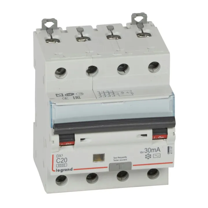 Disjoncteur Diff Monobloc Dx³6000 Arrivée Haut/Départ Bas Vis 4P 20A Typeac 30Ma