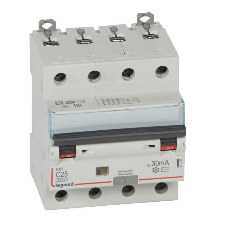 Disjoncteur Diff Monobloc Dx³6000 Arrivée Haut/Départ Bas Vis 4P 25A Typeac 30Ma