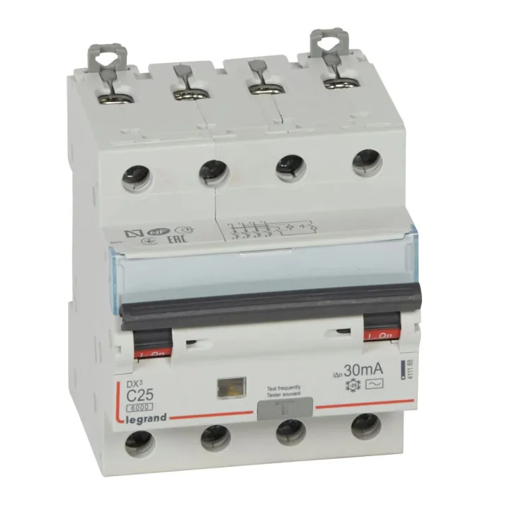 Disjoncteur Diff Monobloc Dx³6000 Arrivée Haut/Départ Bas Vis 4P 25A Typeac 30Ma