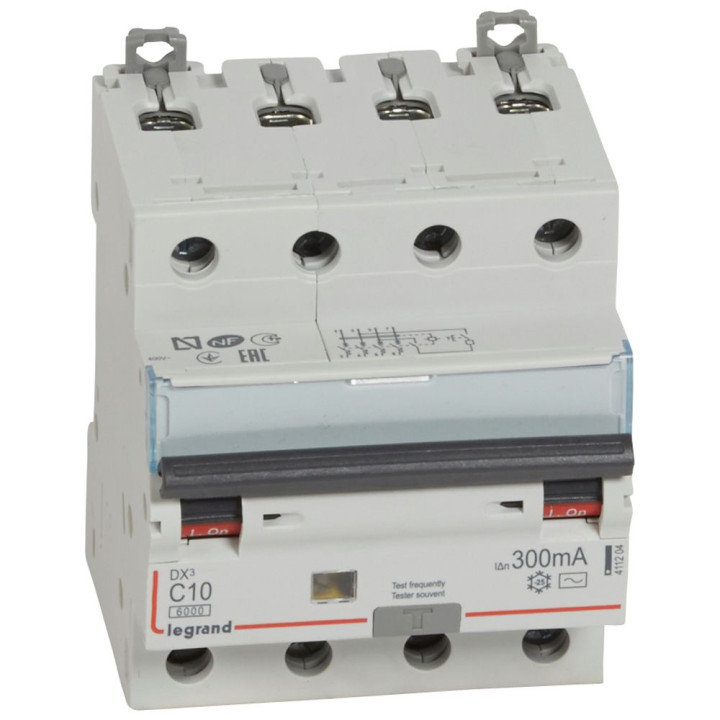 Disjoncteur Diff Monobloc Dx³6000 Arrivée Haut/Départ Bas Vis 4P 10A Typeac 300Ma