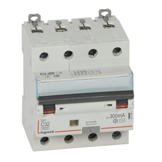 Disjoncteur Diff Monobloc Dx³6000 Arrivée Haut/Départ Bas Vis 4P 32A Typeac 300Ma