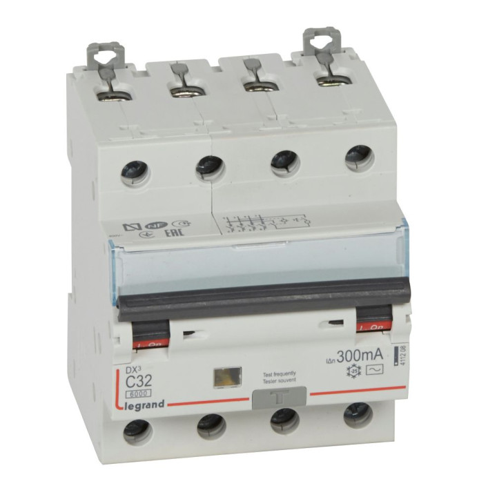 Disjoncteur Diff Monobloc Dx³6000 Arrivée Haut/Départ Bas Vis 4P 32A Typeac 300Ma