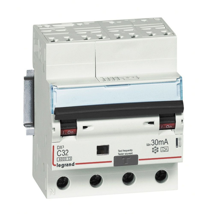 Disjoncteur Diff Dx³ 6000-Auto/Vis- 4P 400V~ -32A - Type Ac 30Ma -Courbe C-4 Mod