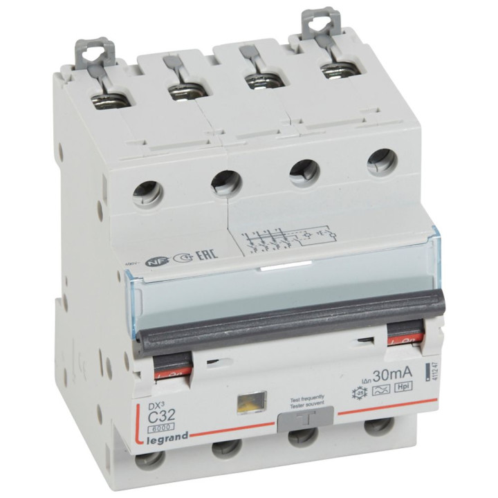 Disjoncteur Diff Monobloc Dx³6000 Arrivée Haut/Départ Bas À Vis 4P 32A Typef 30Ma