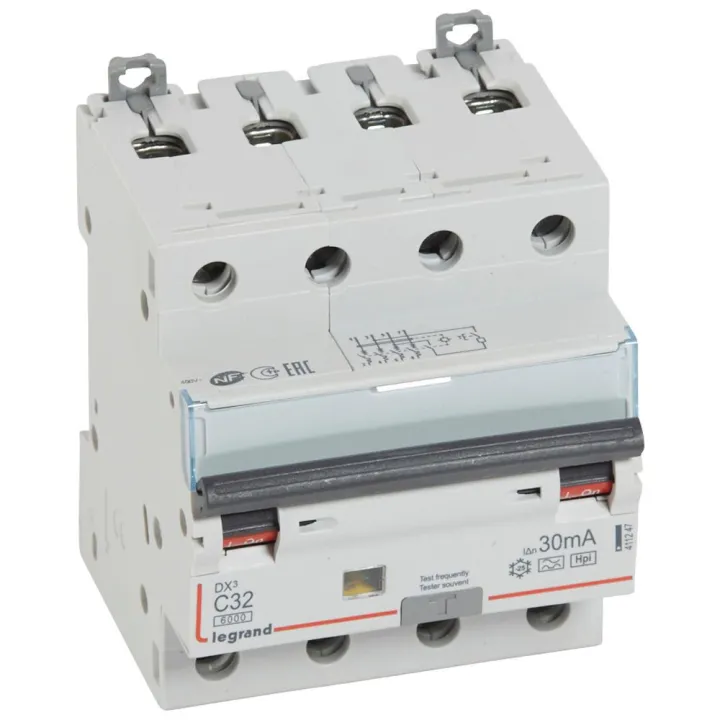 Disjoncteur Diff Monobloc Dx³6000 Arrivée Haut/Départ Bas À Vis 4P 32A Typef 30Ma