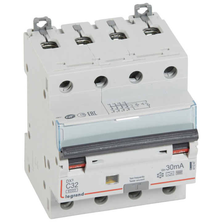 Disjoncteur Diff Monobloc Dx³6000 Arrivée Haut/Départ Bas À Vis 4P 32A Typef 30Ma