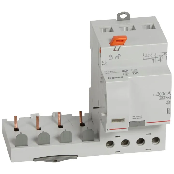 Bloc Diff Adaptable À Vis Dx³ Pour Disj 1 Module/Pôle 4P 400V~ 40A Typef 300Ma