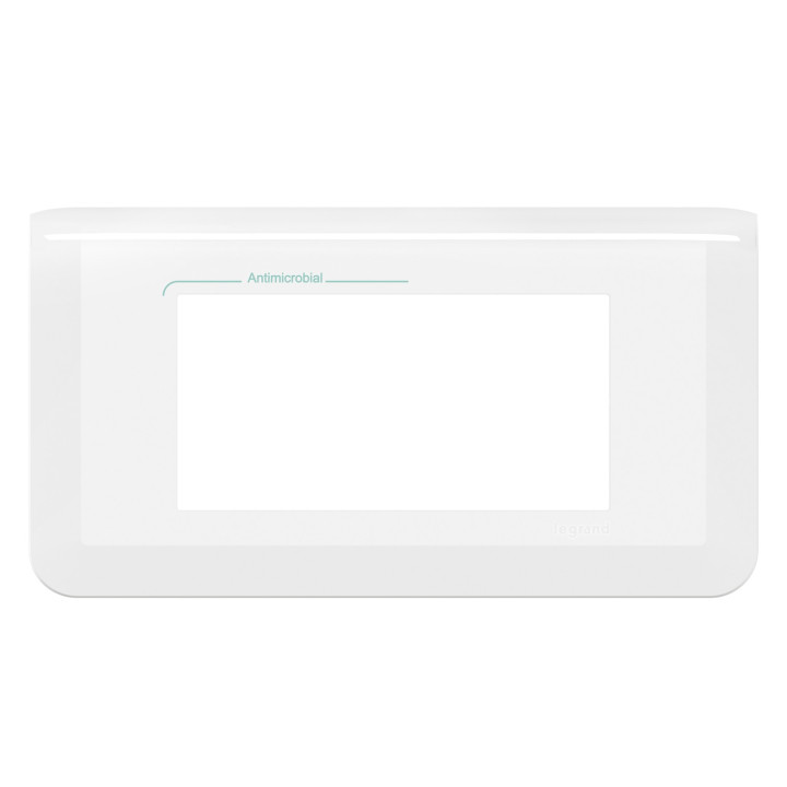 Plaque de finition horizontale Mosaic pour 4 modules blanc antimicrobien