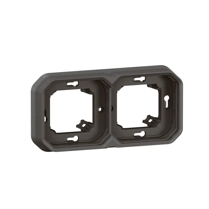 Support Plaque Encastré 2 Postes Montage Horizontal/Vertical Plexo Anthracite