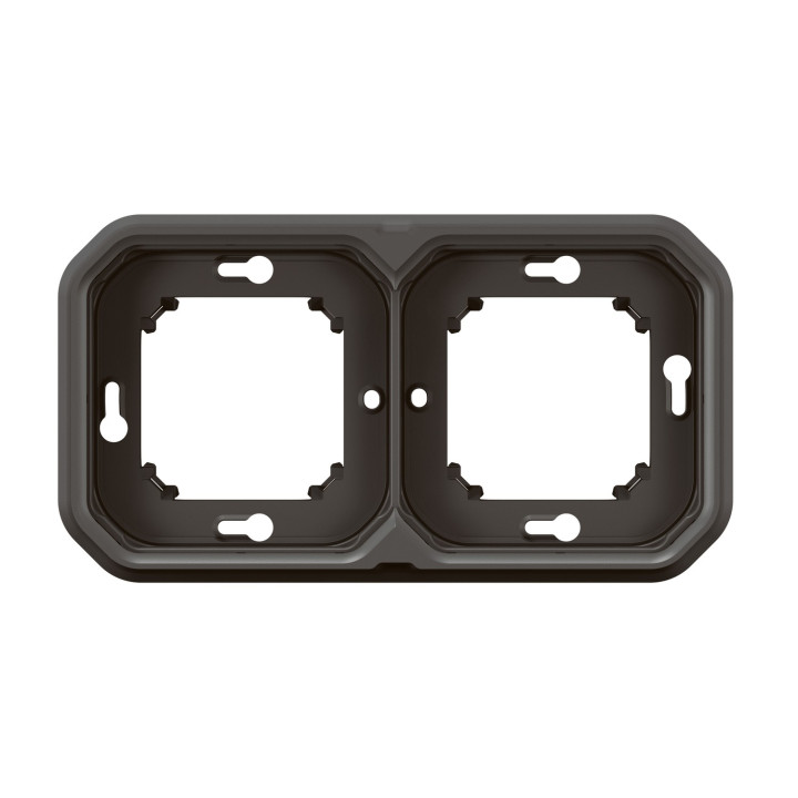 Support plaque encastré 2 postes montage horizontal/vertical Plexo anthracite