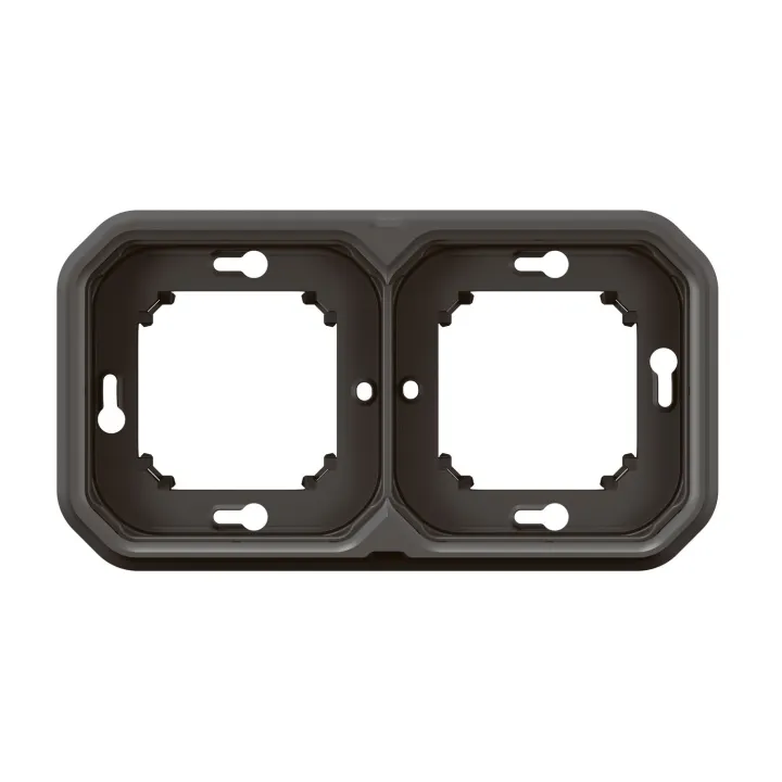 Support Plaque Encastré 2 Postes Montage Horizontal/Vertical Plexo Anthracite
