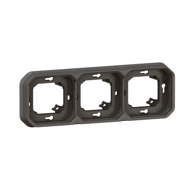 Support Plaque Encastré 3 Postes Montage Horizontal/Vertical Plexo Anthracite