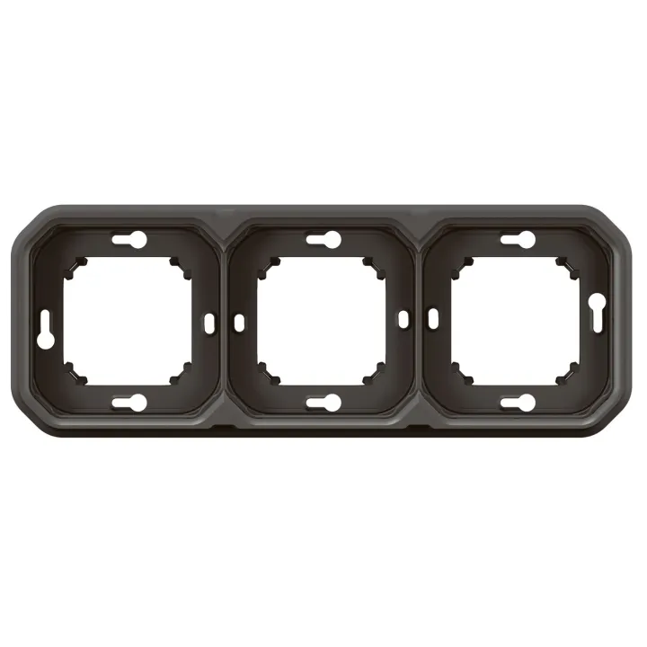 Support Plaque Encastré 3 Postes Montage Horizontal/Vertical Plexo Anthracite