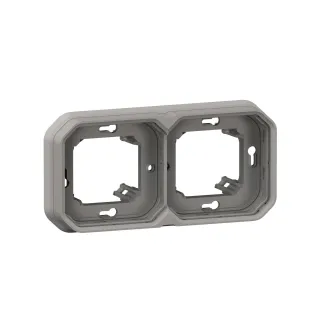 Support Plaque Encastré 2 Postes Montage Horizontal/Vertical Plexo Gris