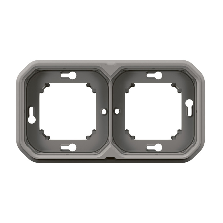 Support Plaque Encastré 2 Postes Montage Horizontal/Vertical Plexo Gris