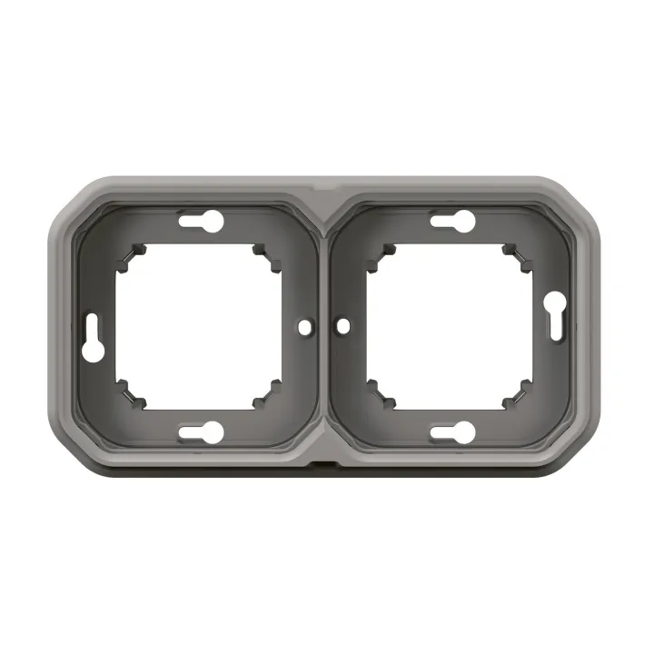 Support Plaque Encastré 2 Postes Montage Horizontal/Vertical Plexo Gris