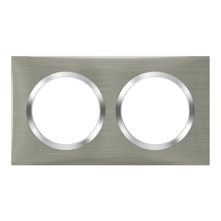Plaque Carrée Dooxie 2 Postes Finition Effet Inox Brossé