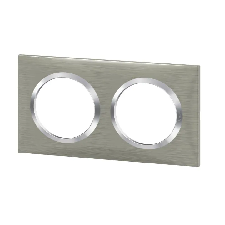 Plaque Carrée Dooxie 2 Postes Finition Effet Inox Brossé