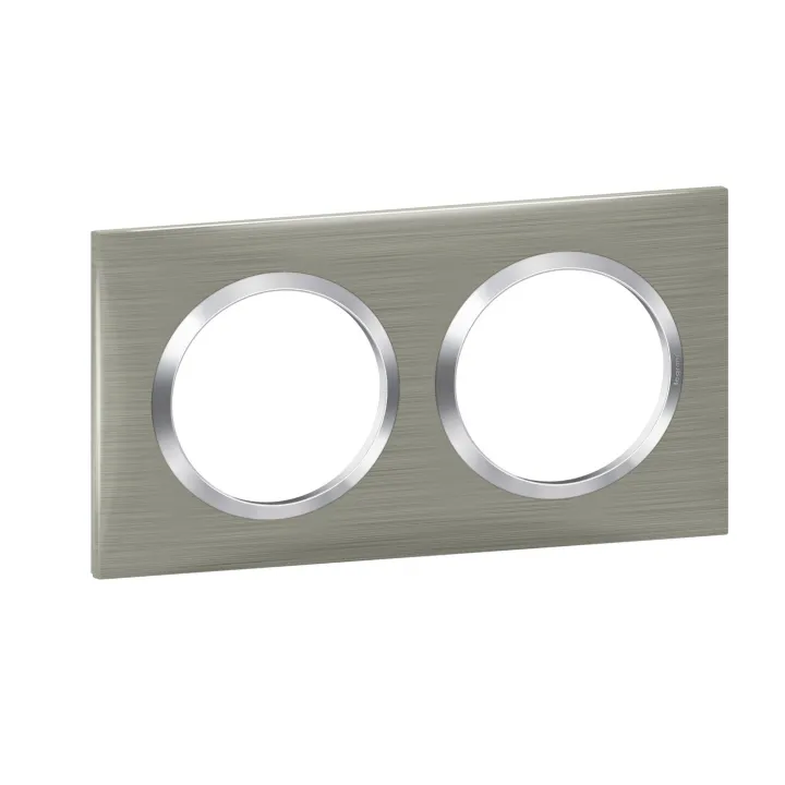 Plaque Carrée Dooxie 2 Postes Finition Effet Inox Brossé