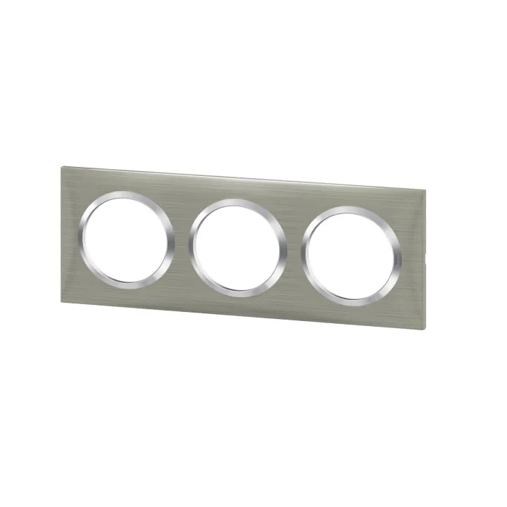Plaque Carrée Dooxie 3 Postes Finition Effet Inox Brossé