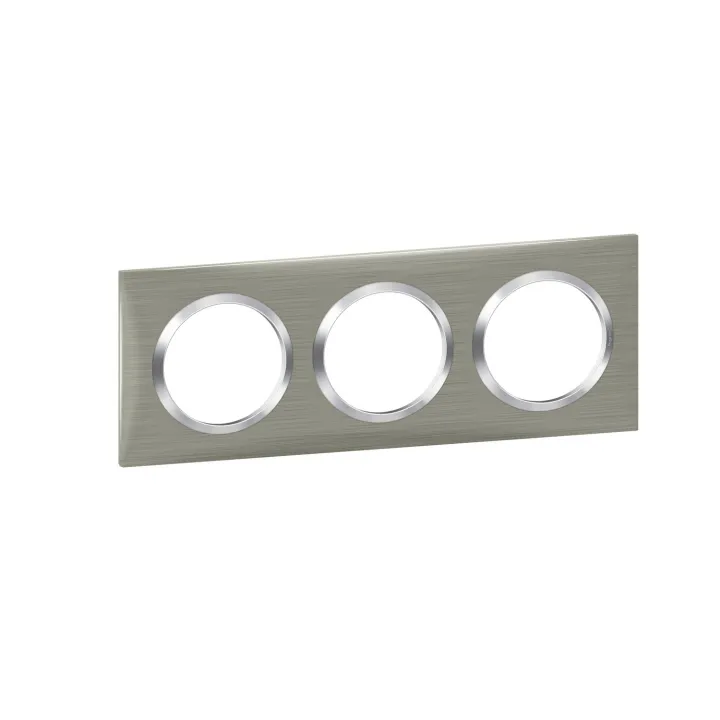 Plaque Carrée Dooxie 3 Postes Finition Effet Inox Brossé